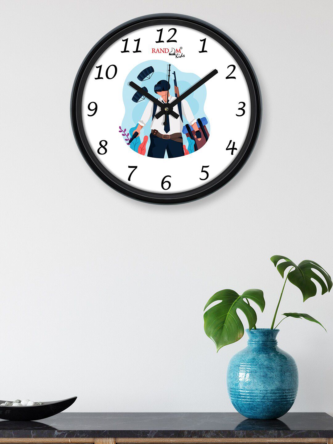 RANDOM White & Blue Printed Contemporary Wall Clock 30 CM Price in India