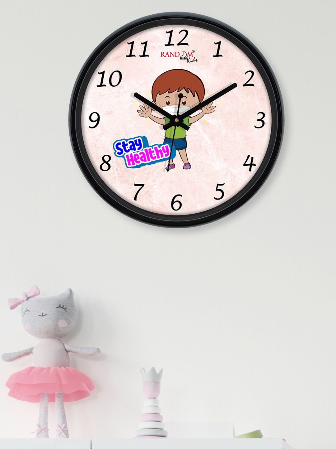 RANDOM Multi Printed Plastic Wall Clock With Glass 12 Inches Price in India