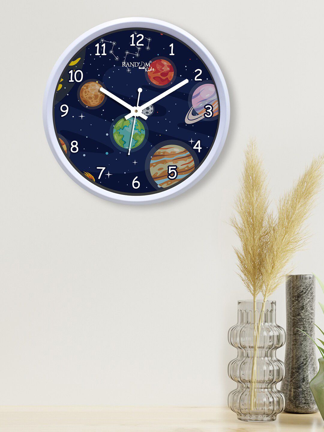 RANDOM Blue & White Printed Contemporary Wall Clock Price in India