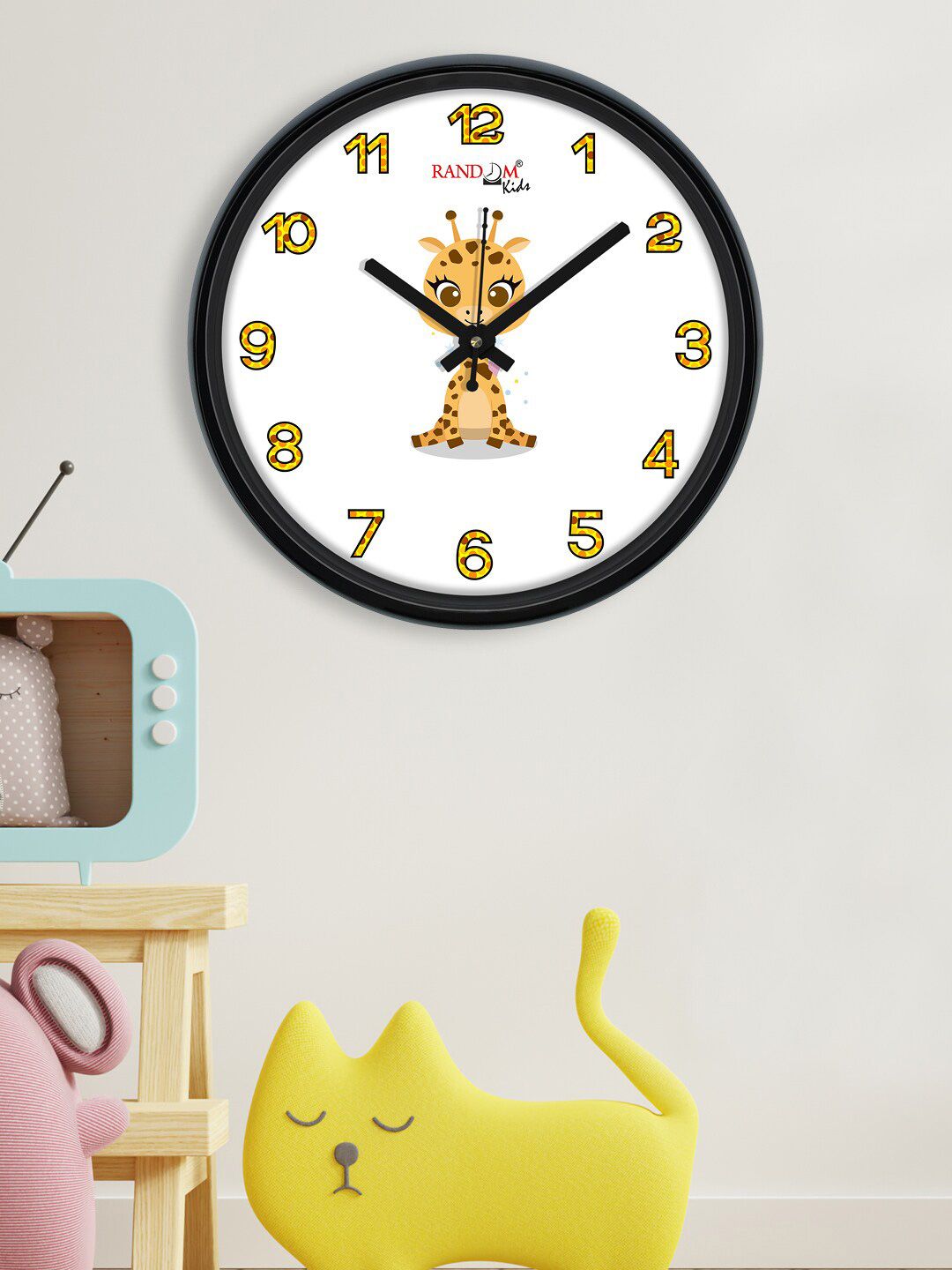 RANDOM Black & White Giraffe Printed Contemporary Wall Clock Price in India