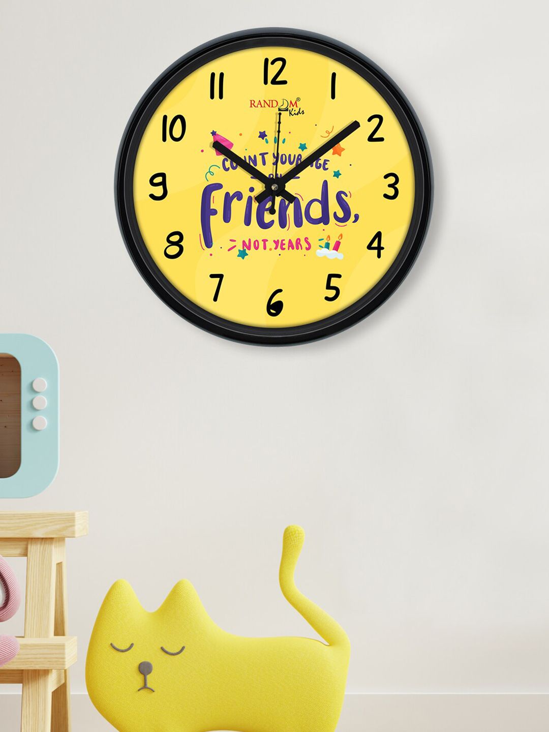 RANDOM Mustard & Blue Printed Contemporary Wall Clock Price in India