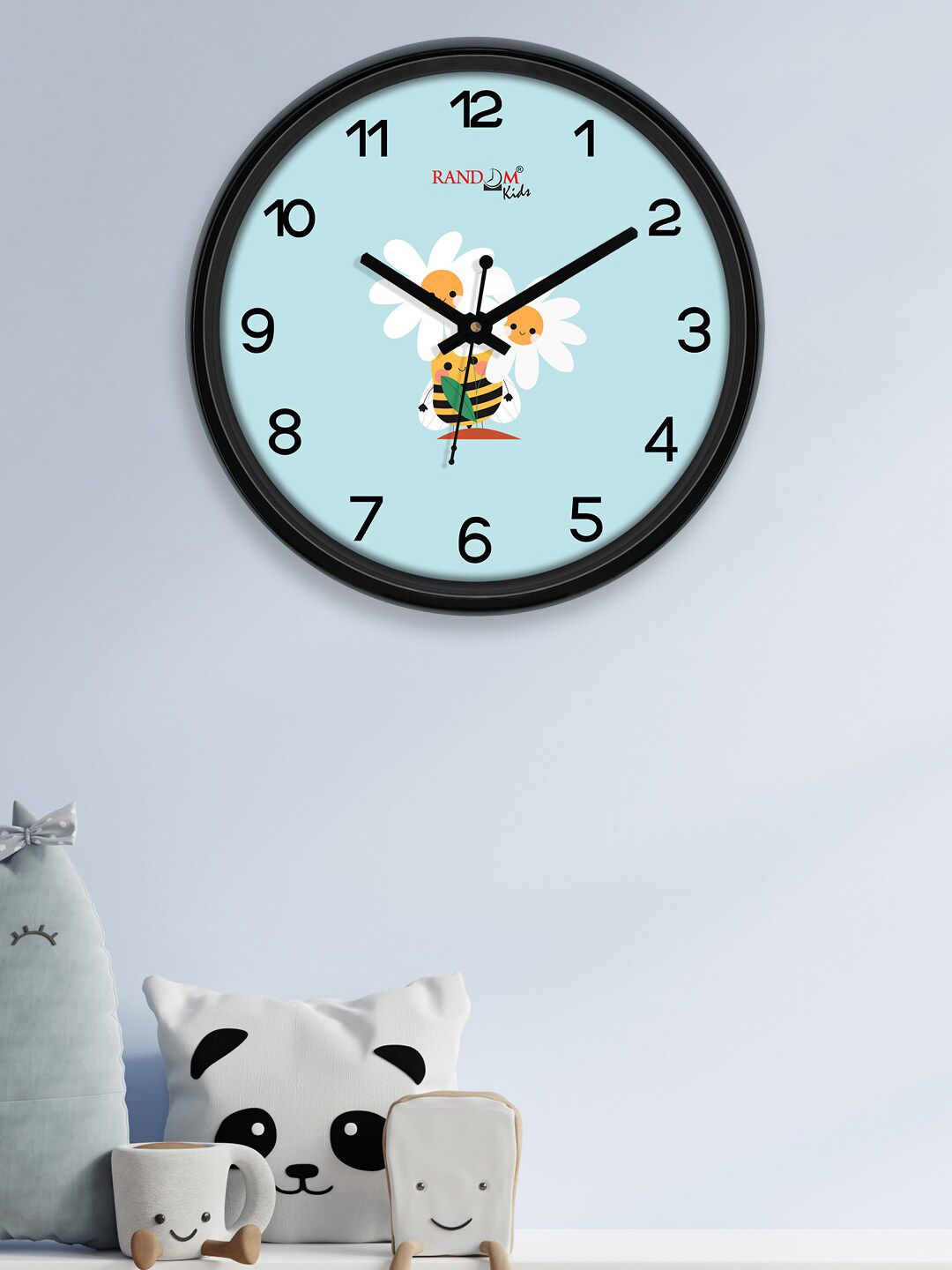 RANDOM Black & Blue  Cute Honey Bee Printed Contemporary Analogue Wall Clock Price in India