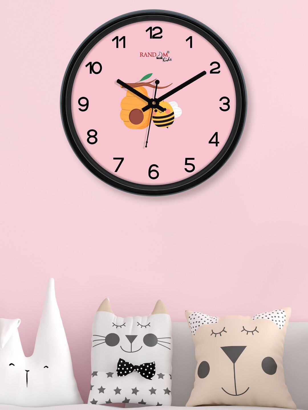 RANDOM Pink & Yellow Printed Contemporary Wall Clock Price in India