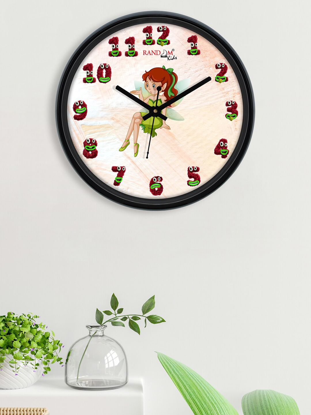 RANDOM Beige & Red Printed Contemporary Wall Clock 30 CM Price in India
