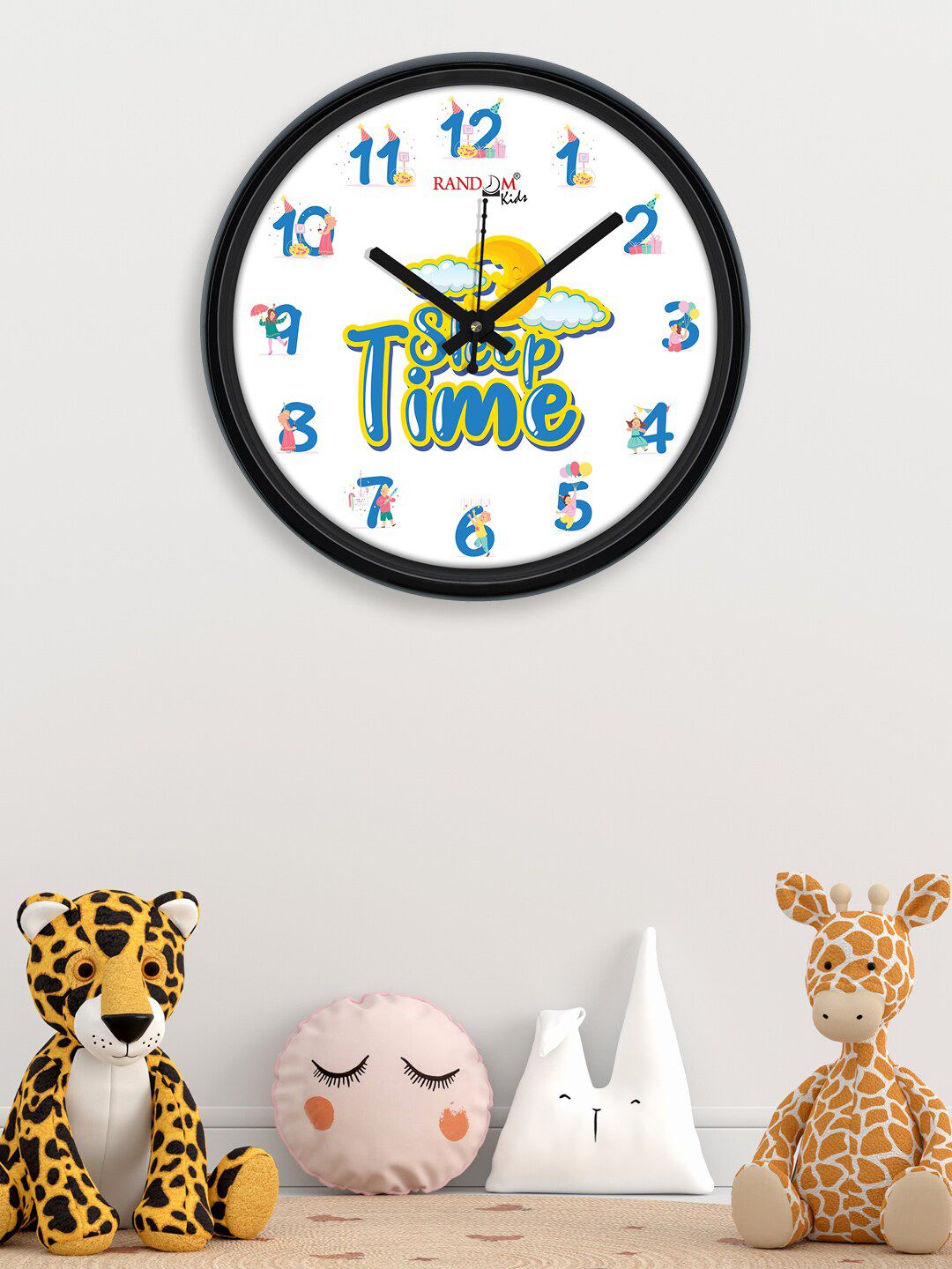 RANDOM Off White & Blue Sleep Time Printed Contemporary Wall Clock Price in India