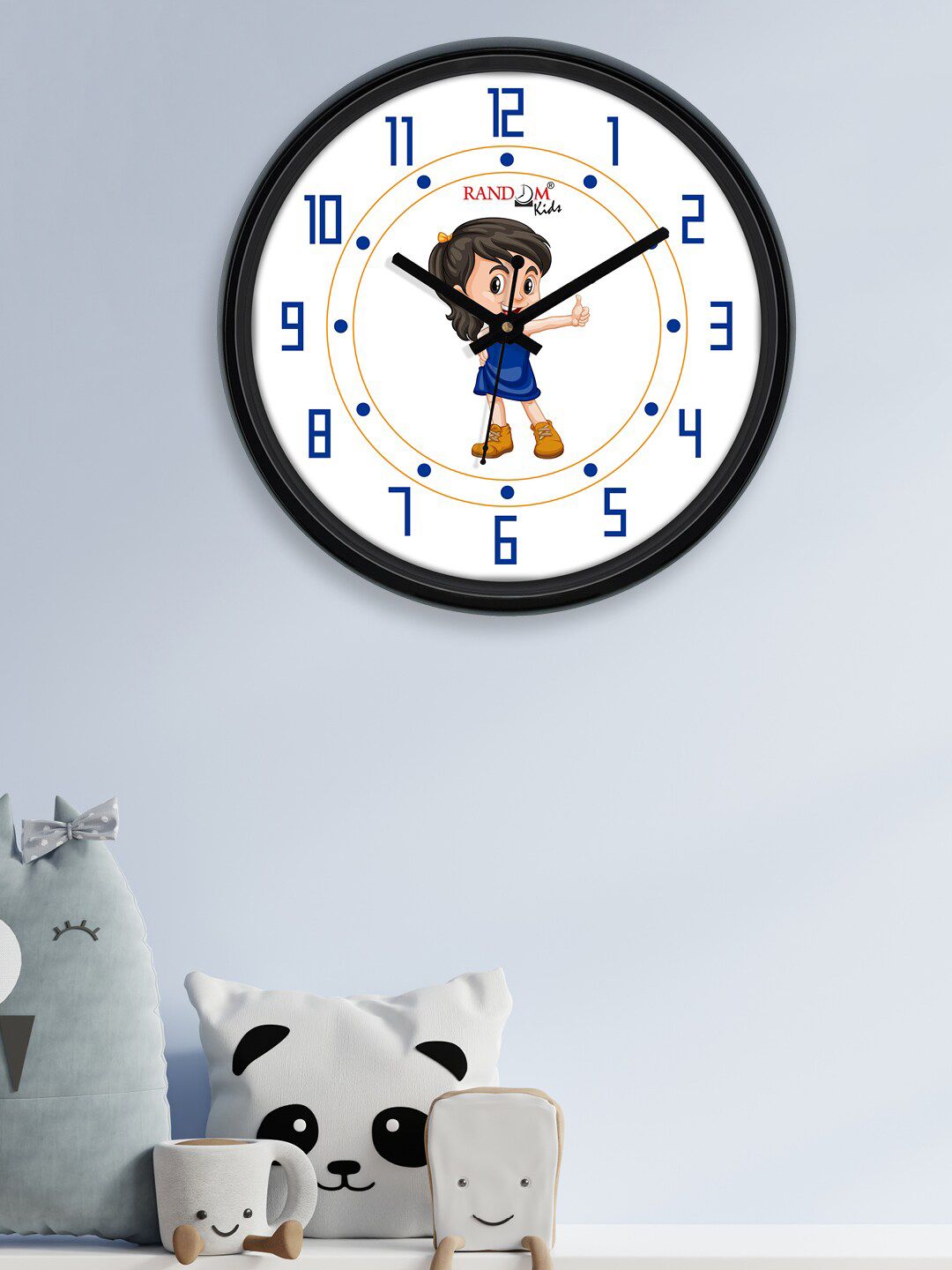 RANDOM White & Blue Printed Analogue Contemporary Wall Clock Price in India