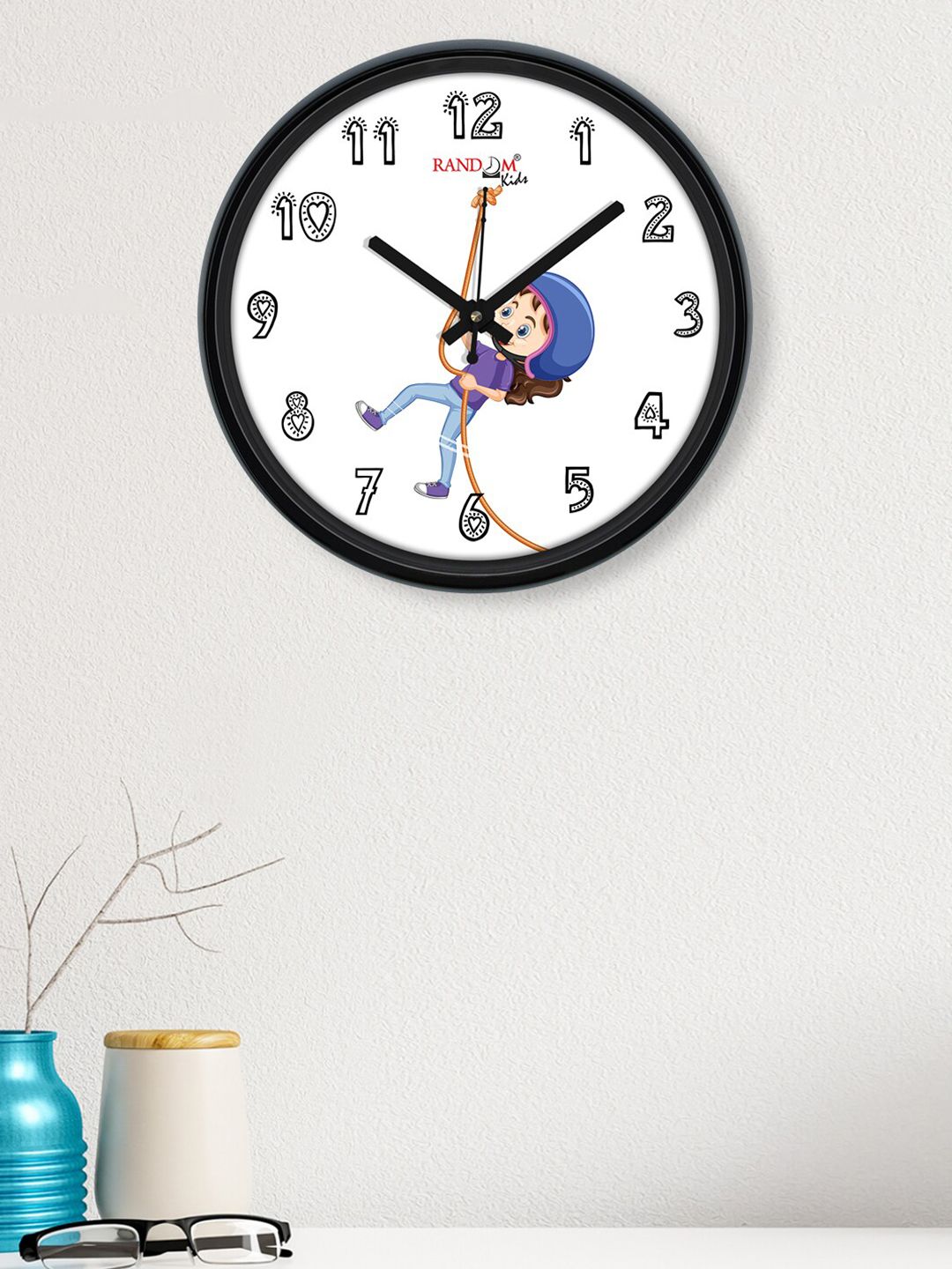 RANDOM White & Blue Printed Contemporary Wall Clock 30 CM Price in India