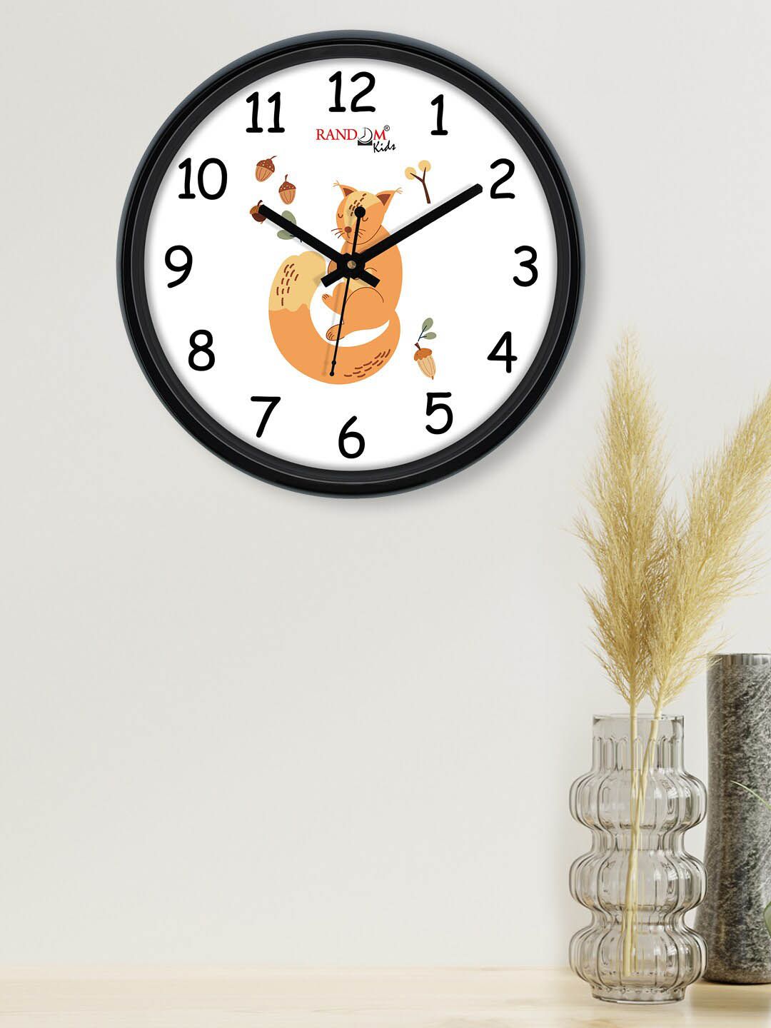 RANDOM White & Orange Printed Contemporary Wall Clock Price in India
