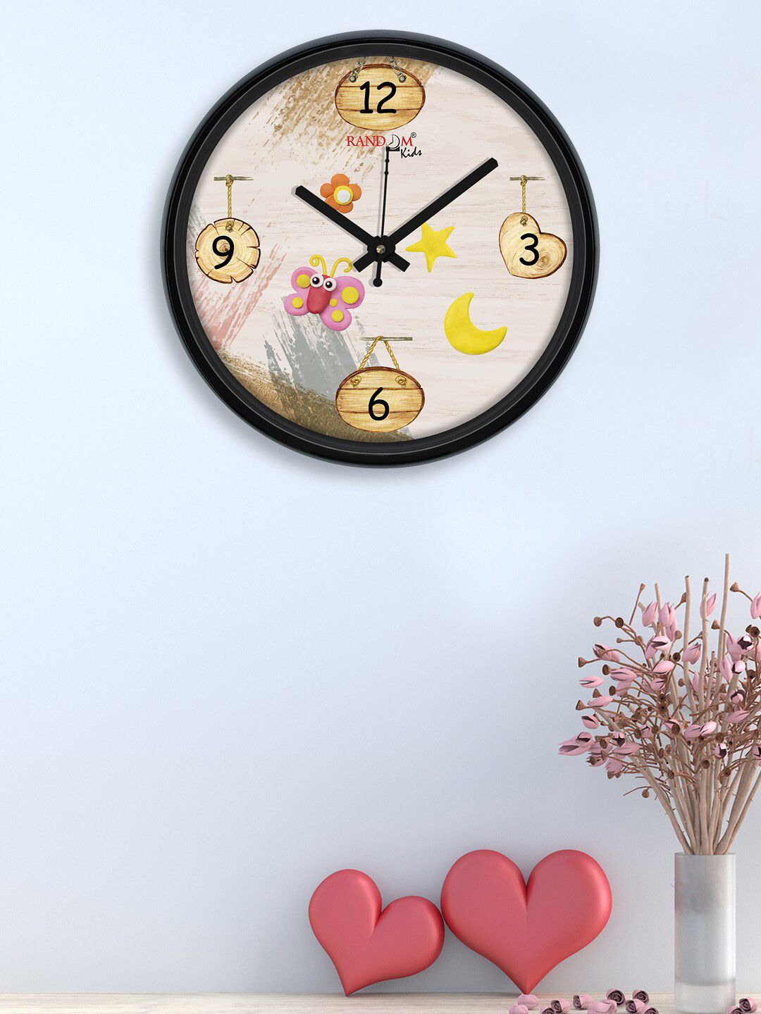 RANDOM Beige & Yellow Cartoon Printed Contemporary Wall Clock Price in India