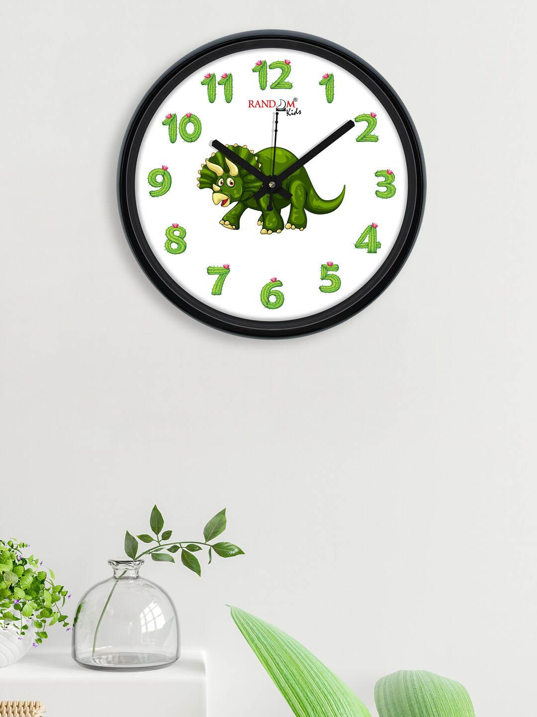 RANDOM White & Green Printed 30.48 Cm Contemporary Wall Clock Price in India