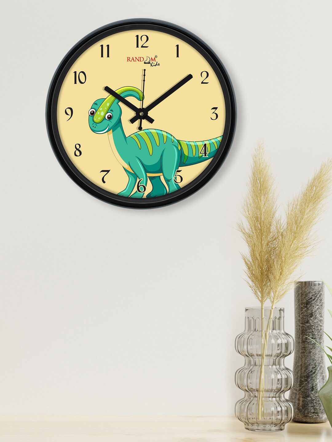 RANDOM Khaki & Black Printed Contemporary Wall Clock Price in India