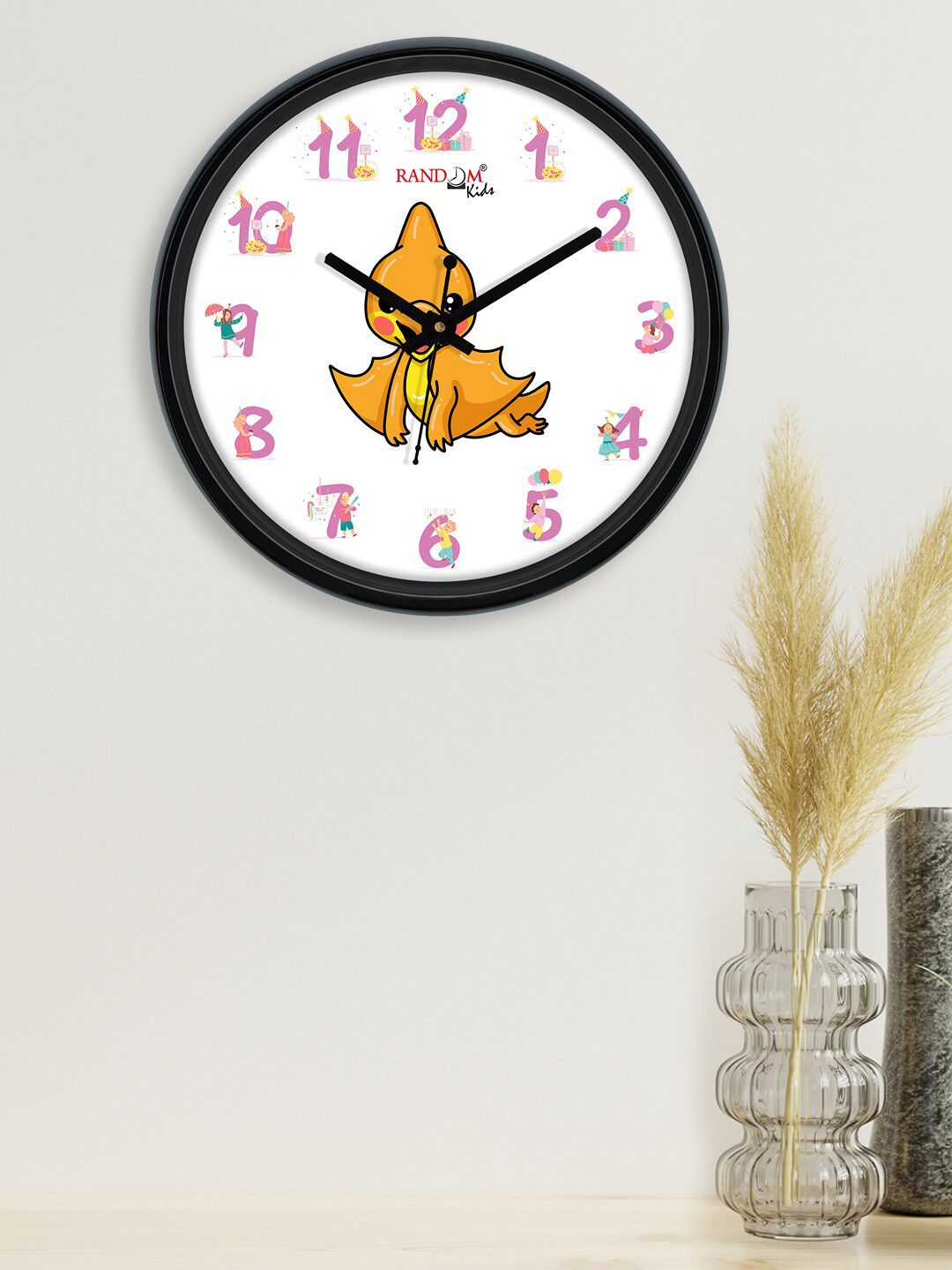 RANDOM White & Yellow Printed 30.48 Cm Contemporary Wall Clock Price in India