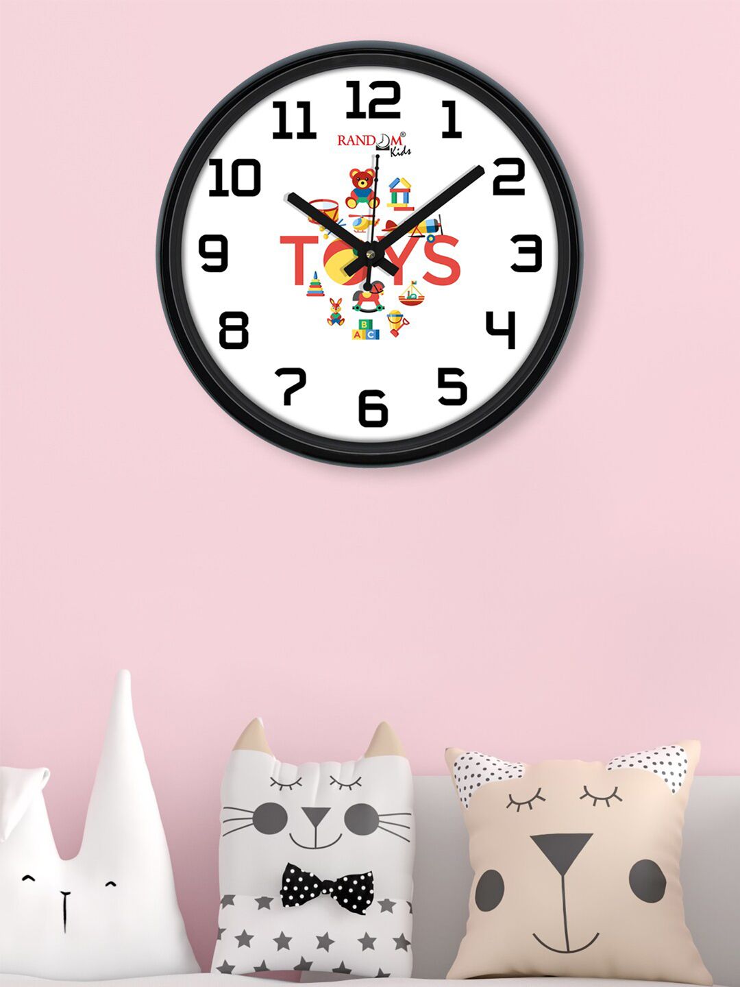 RANDOM Black & White Toys Printed Contemporary Wall Clock Price in India