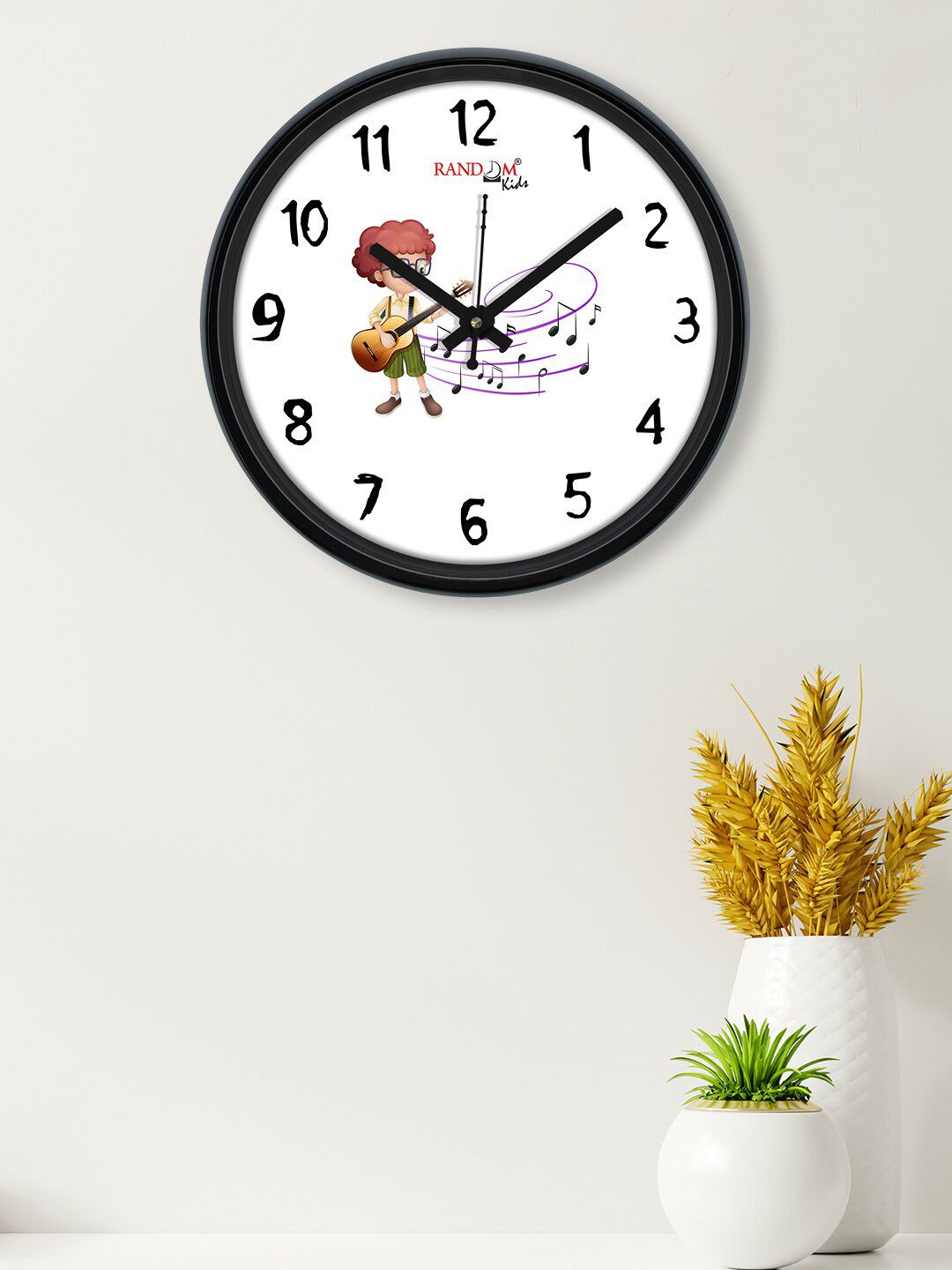 RANDOM White & Black Printed Contemporary Wall Clock Price in India