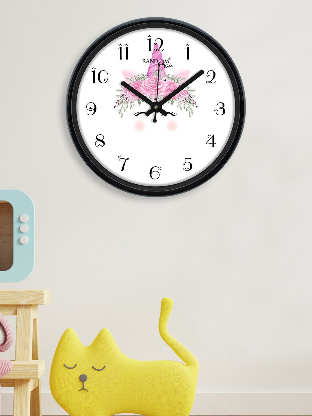 RANDOM White & Pink Beautiful Flowers Printed Contemporary Wall Clock Price in India