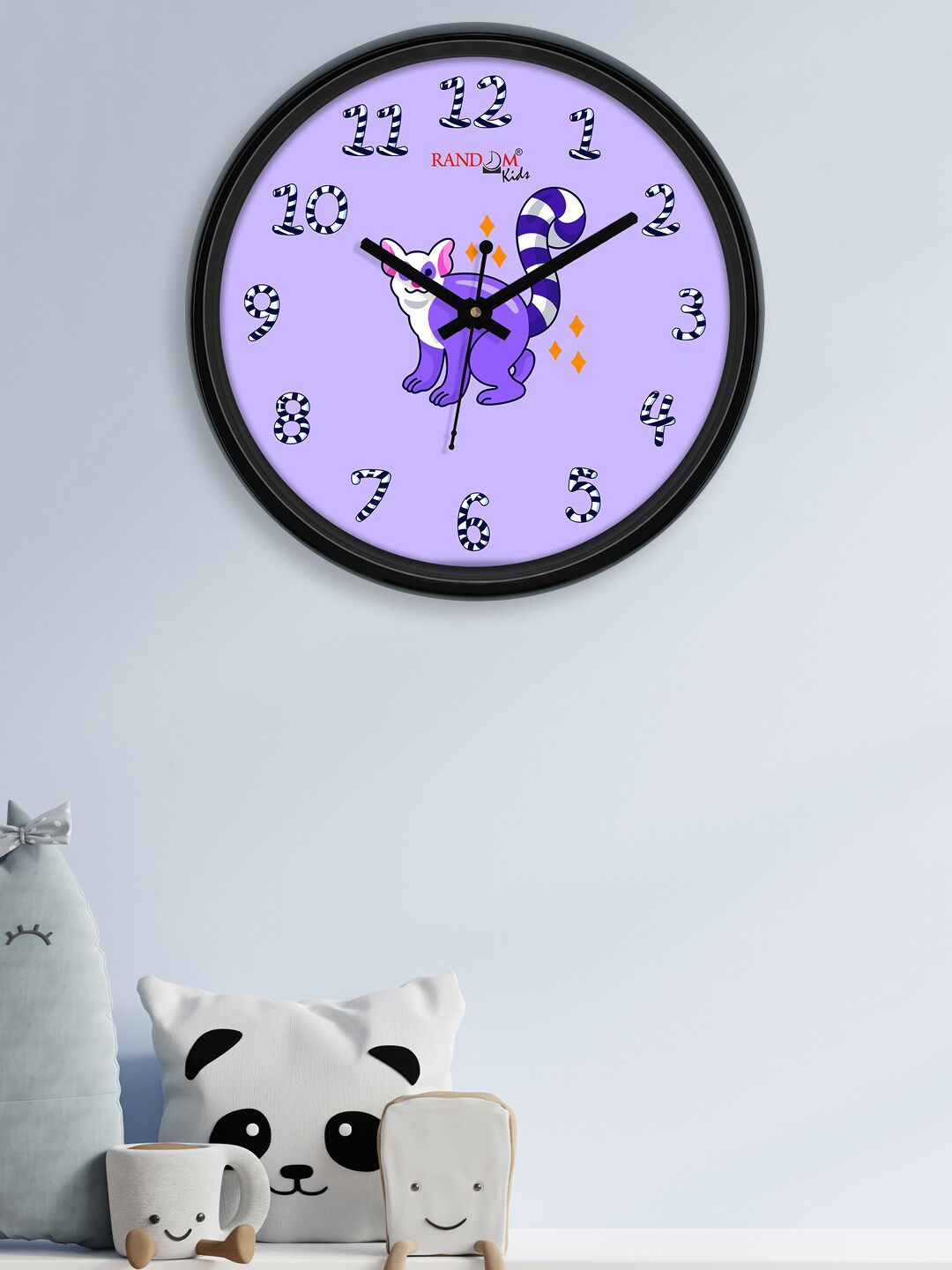 RANDOM Purple & Black Colourful Cartoon Printed Contemporary Wall Clock 30 CM Price in India