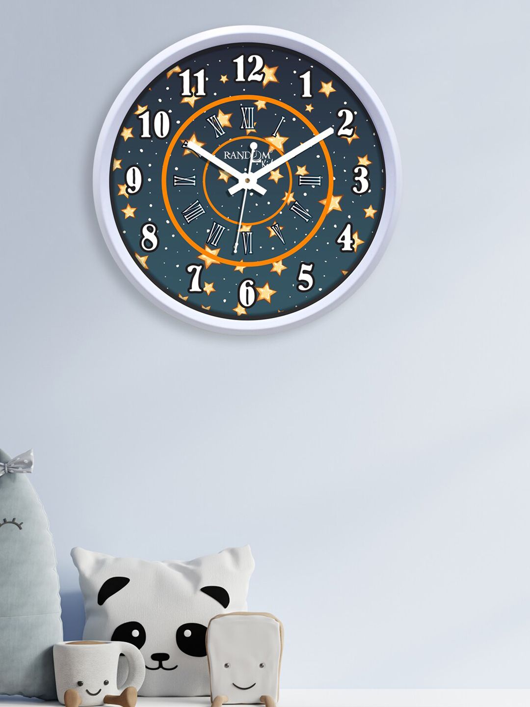 RANDOM White & Green Lots Of Stars Printed Contemporary Wall Clock Price in India