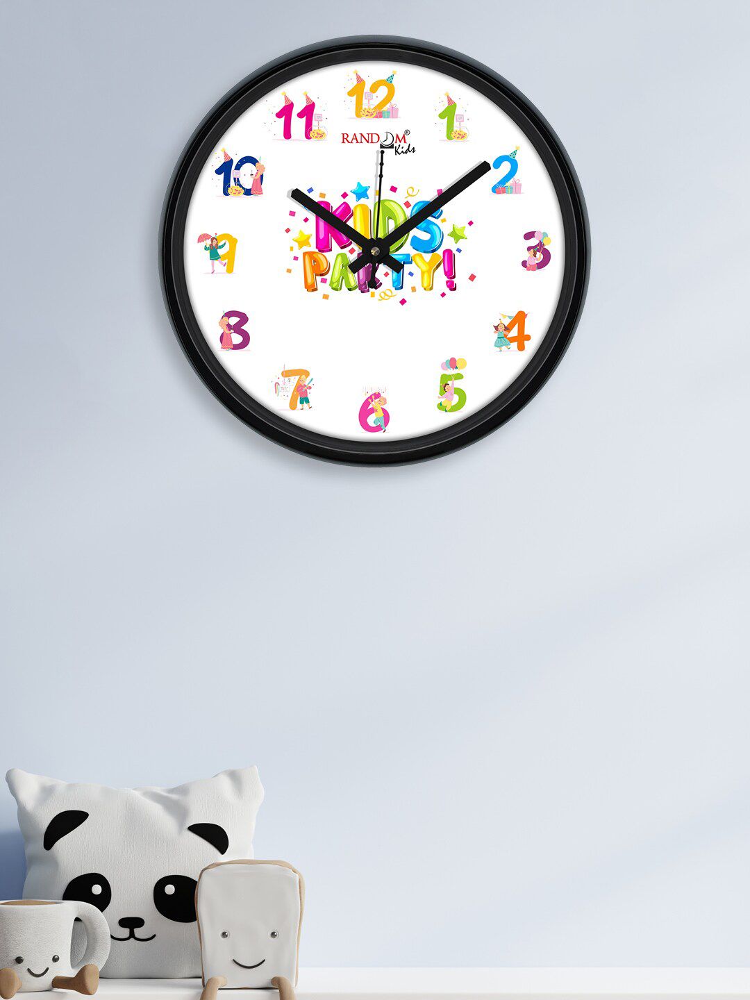 RANDOM White & Pink Kids Party Printed Contemporary Wall Clock Price in India