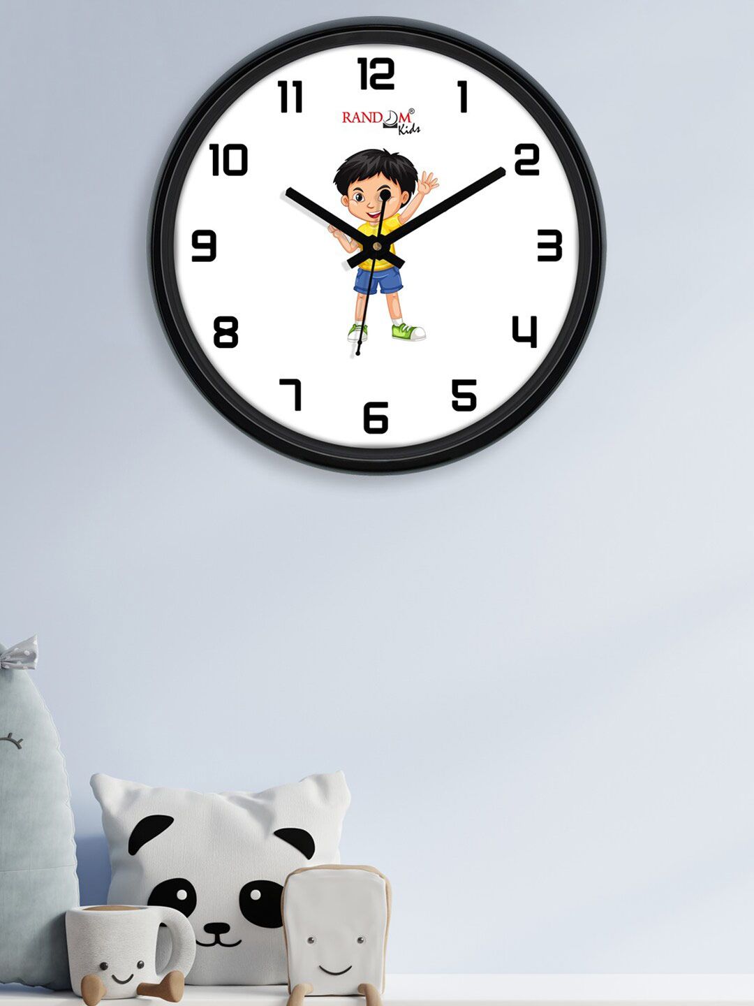 RANDOM White & Black Printed Contemporary Wall Clock Price in India