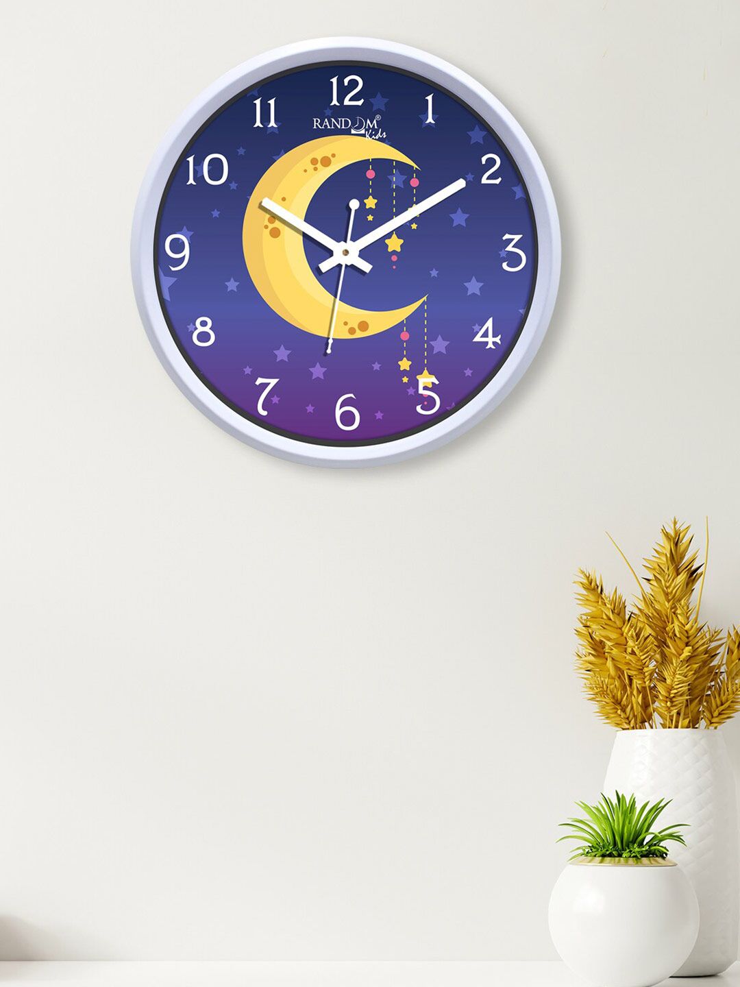 RANDOM Yellow & Blue Printed Contemporary Round Analogue Wall Clock Price in India