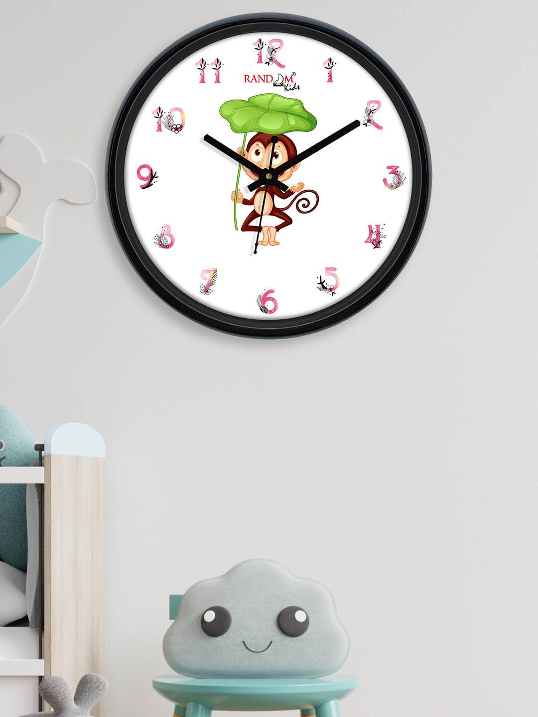 RANDOM White Printed Plastic Wall Clock With Glass Price in India