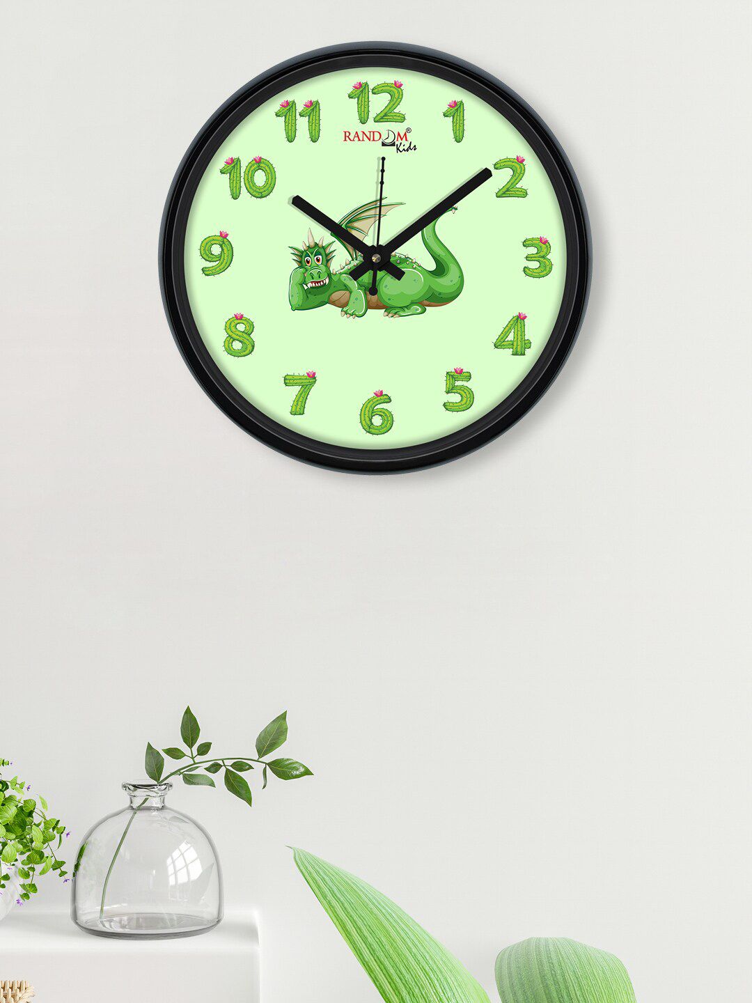 RANDOM Sea Green & Black Printed 30.48 Cm Contemporary Wall Clock Price in India