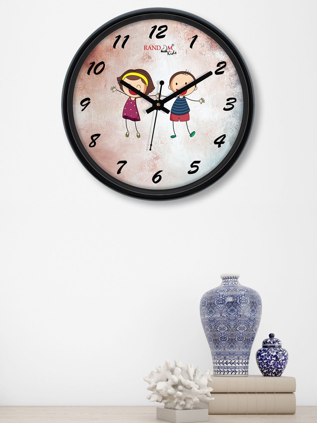 RANDOM Black & Brown Printed Contemporary Wall Clock 30 CM Price in India