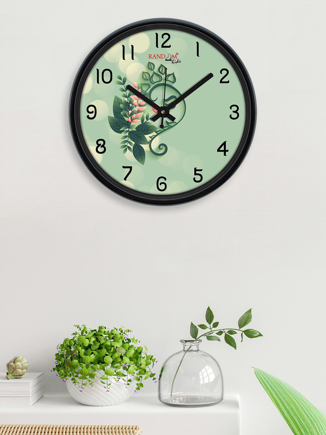 RANDOM Sea Green & Black Printed Analogue Contemporary Wall Clock Price in India