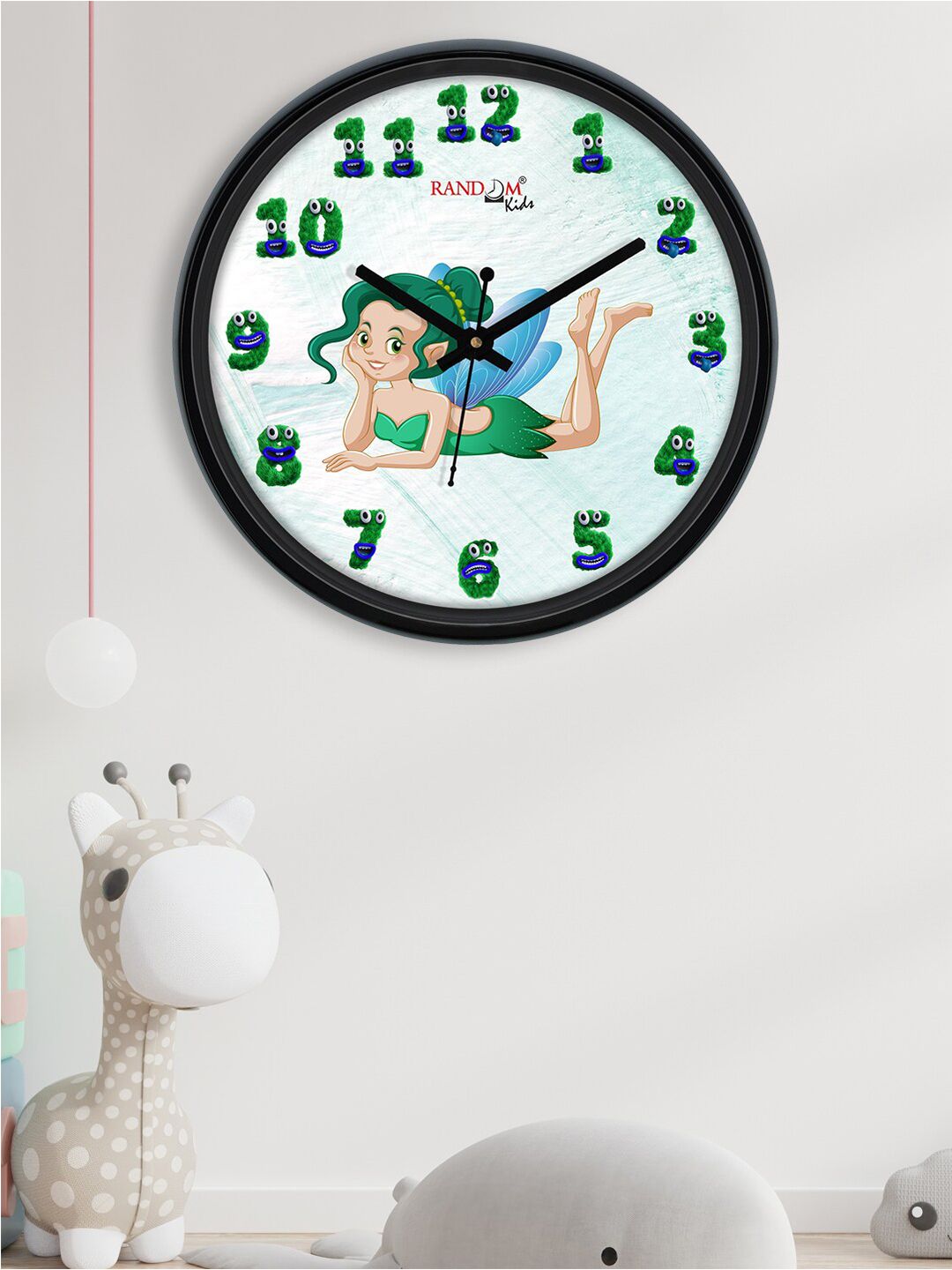 RANDOM Green & Black Printed 30.48 Cm Contemporary Wall Clock Price in India