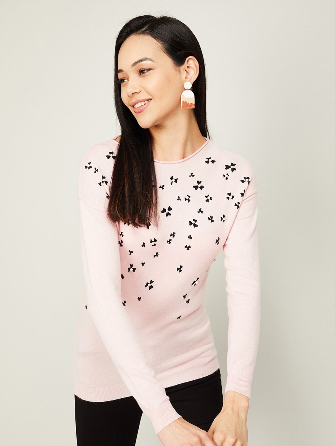 Fame Forever by Lifestyle Women Pink & Black Printed Sweatshirt Price in India