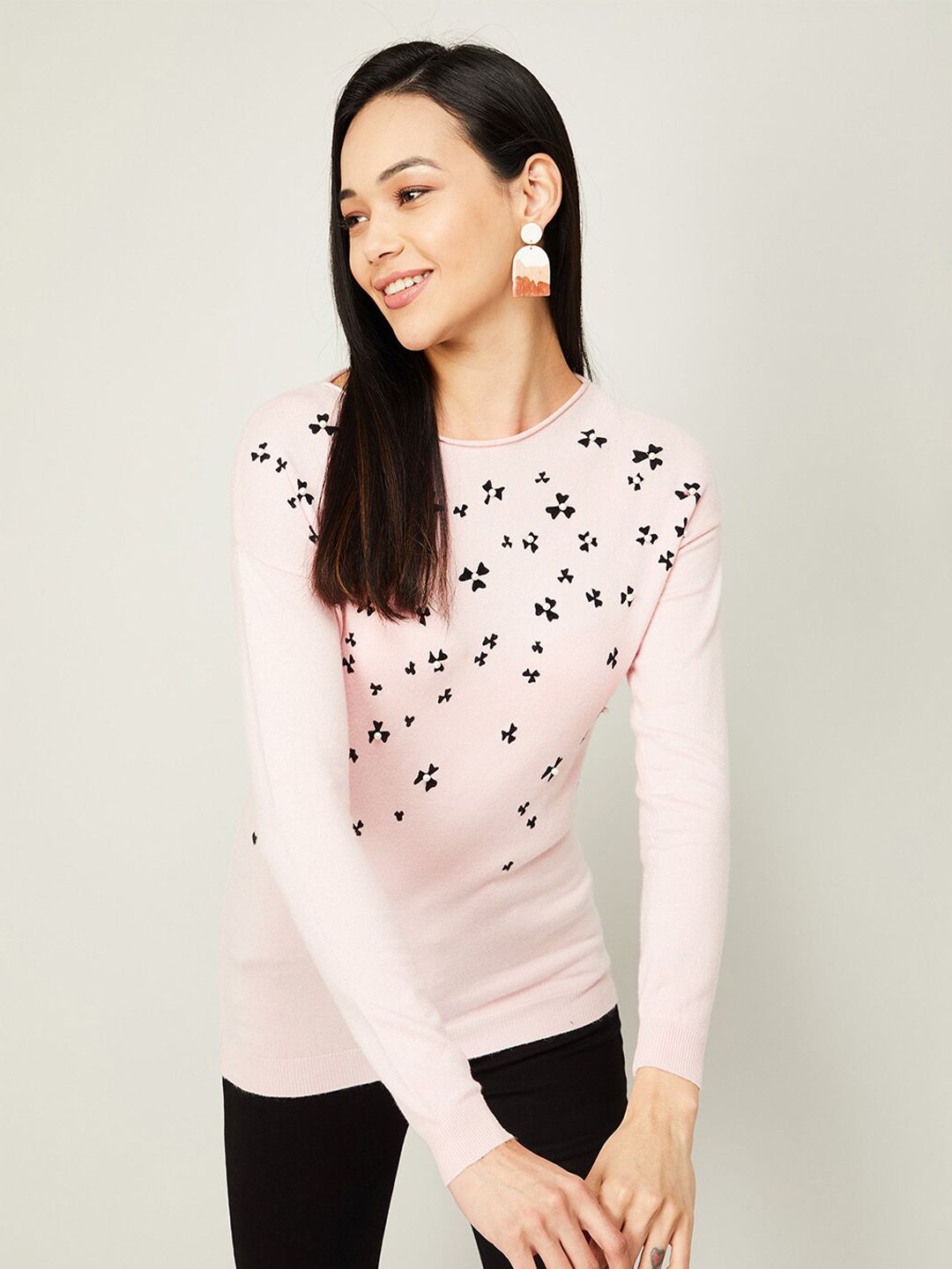 Fame Forever by Lifestyle Women Pink & Black Printed Sweatshirt Price in India