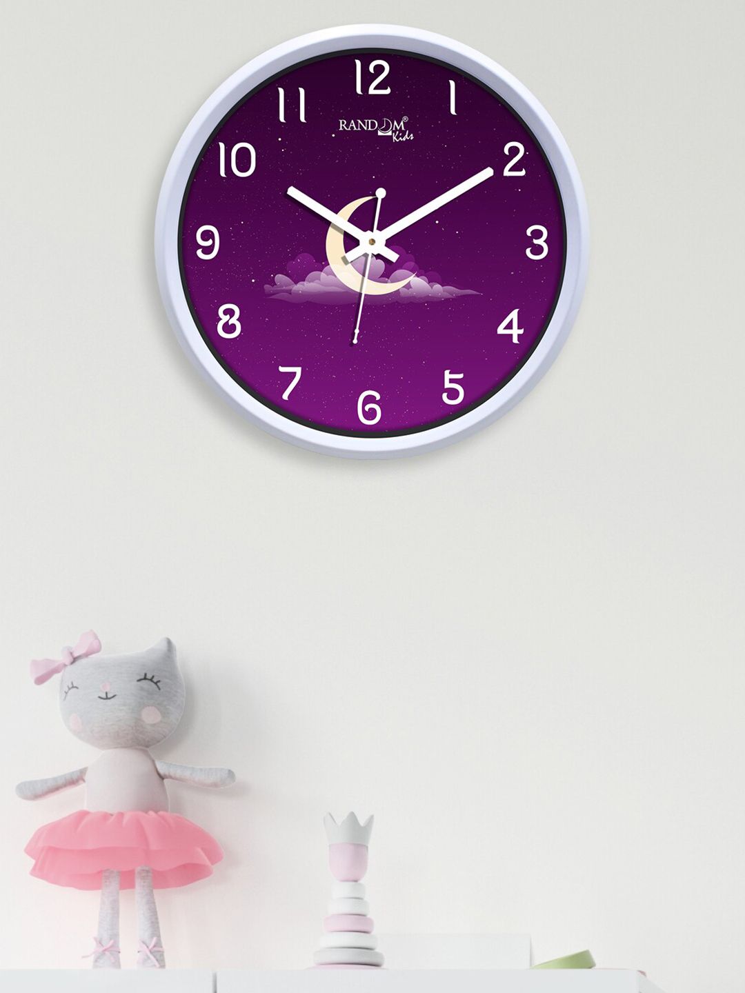 RANDOM Violet & White Printed Contemporary Wall Clock Price in India