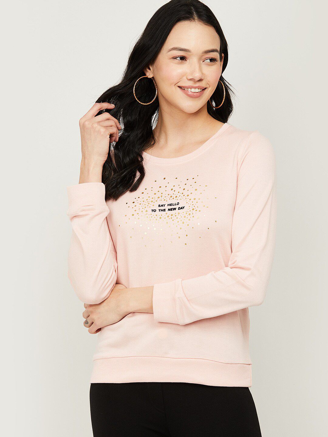 Fame Forever by Lifestyle Women Peach Printed Sweatshirt Price in India