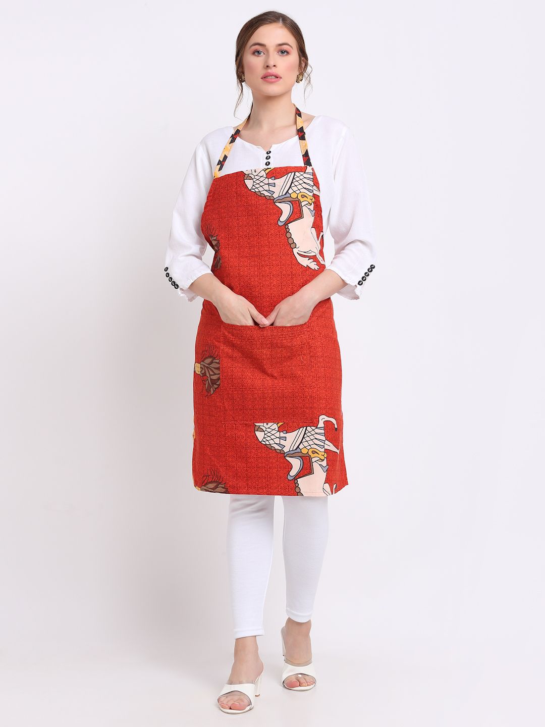 TAG 7 Pack Of 2 Red Printed Aprons & Napkins Price in India