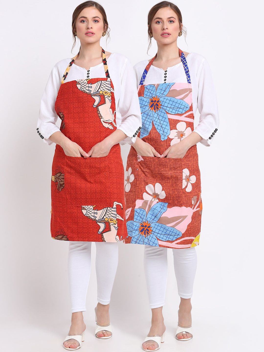 TAG 7 Pack Of 2 Printed Aprons & Napkin Price in India