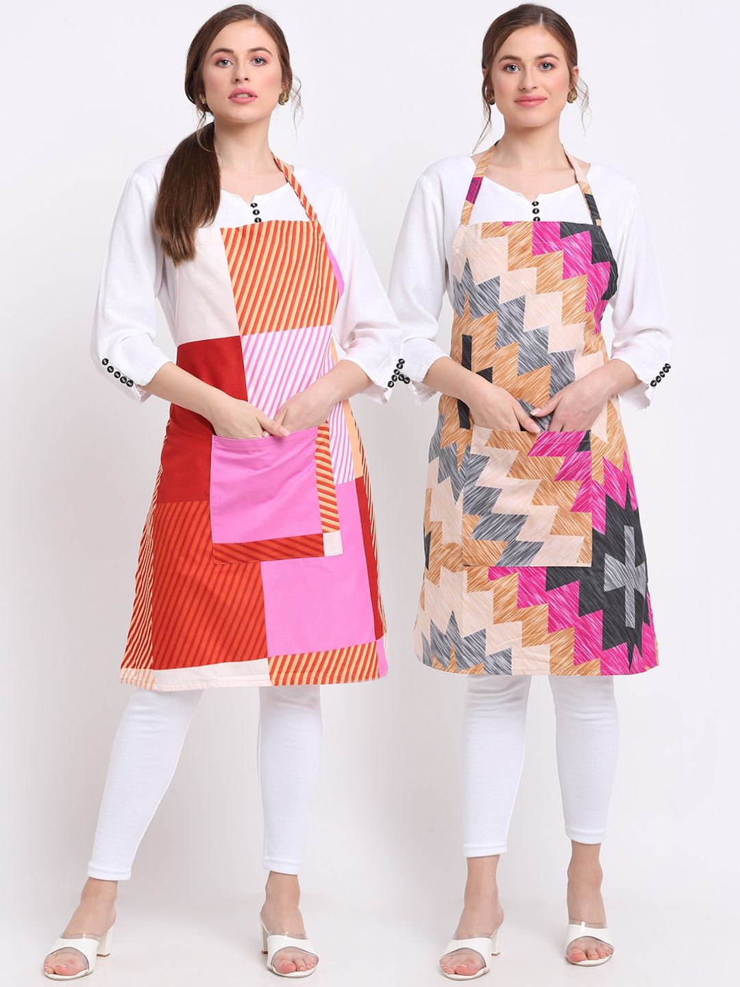TAG 7 Pack of 2 Printed Aprons & Napkins Price in India