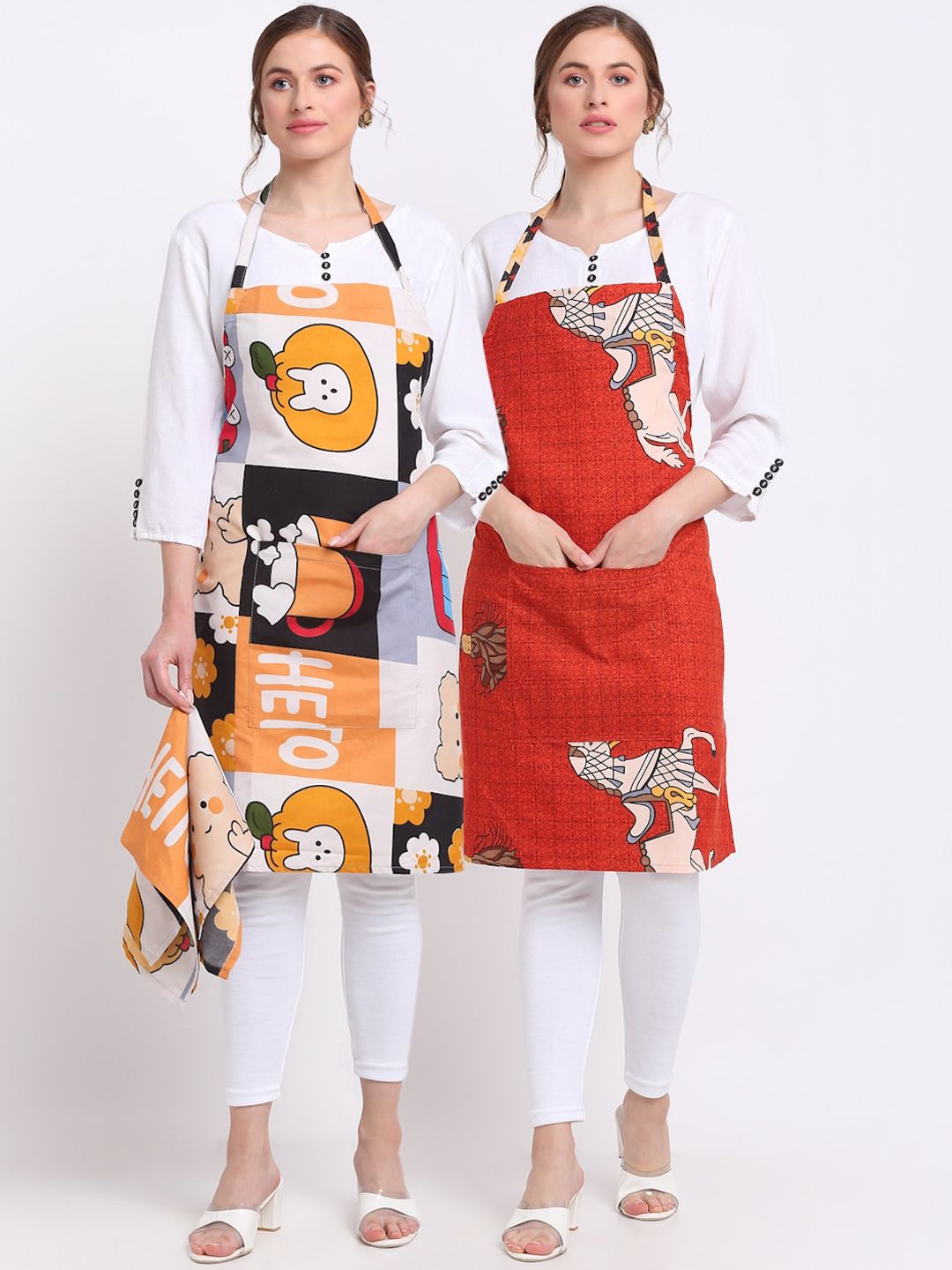 TAG 7 Pack Of 2 Printed Aprons With Pockets & 2 Napkins Price in India