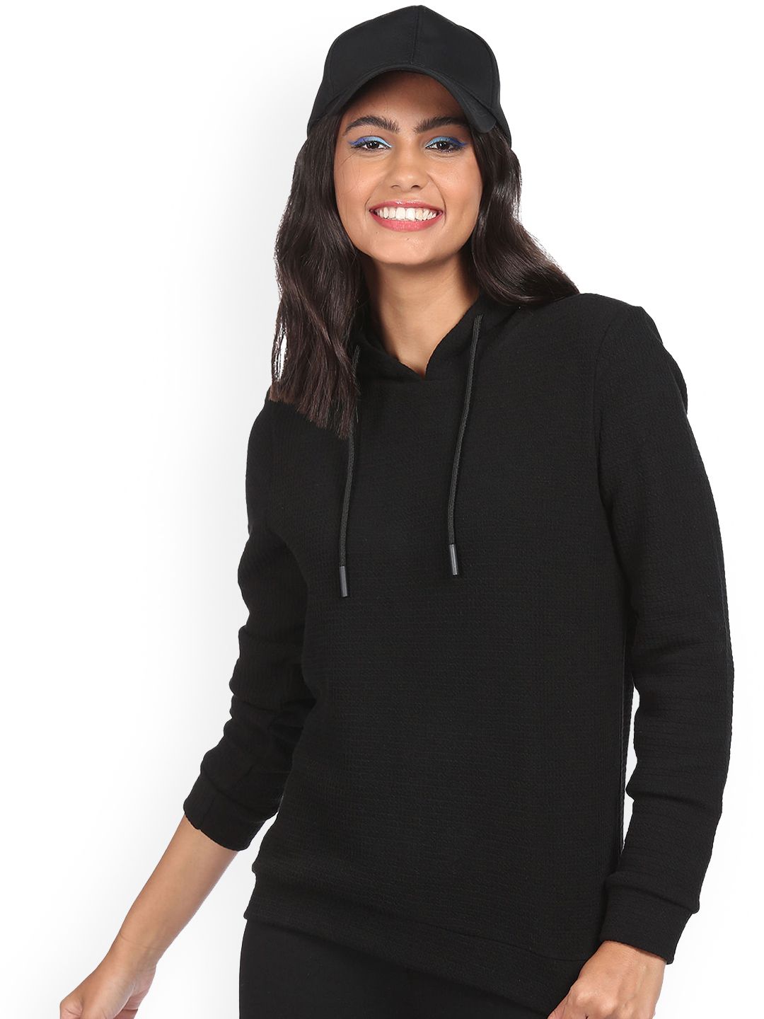 Sugr Women Black Solid Sweatshirt Price in India