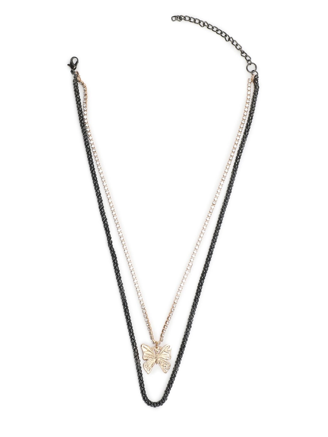 FOREVER 21 Woman Gold-Toned & Black Necklace Price in India