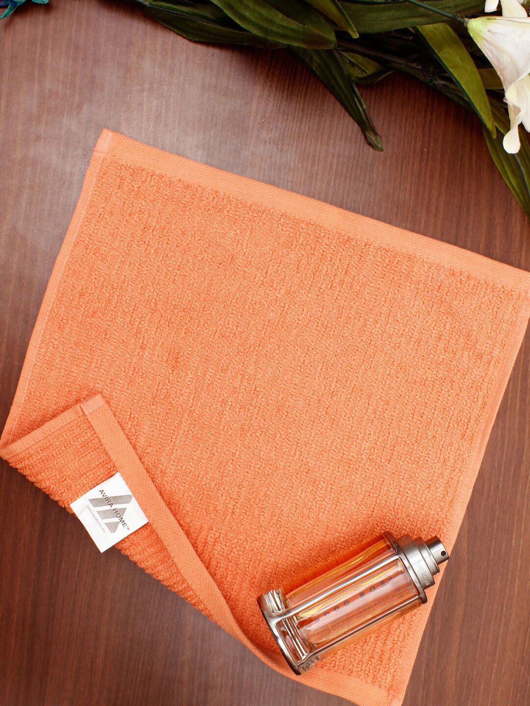 AVI Living Set Of 6 Orange Solid Pure Cotton 450 GSM Face Towels Price in India