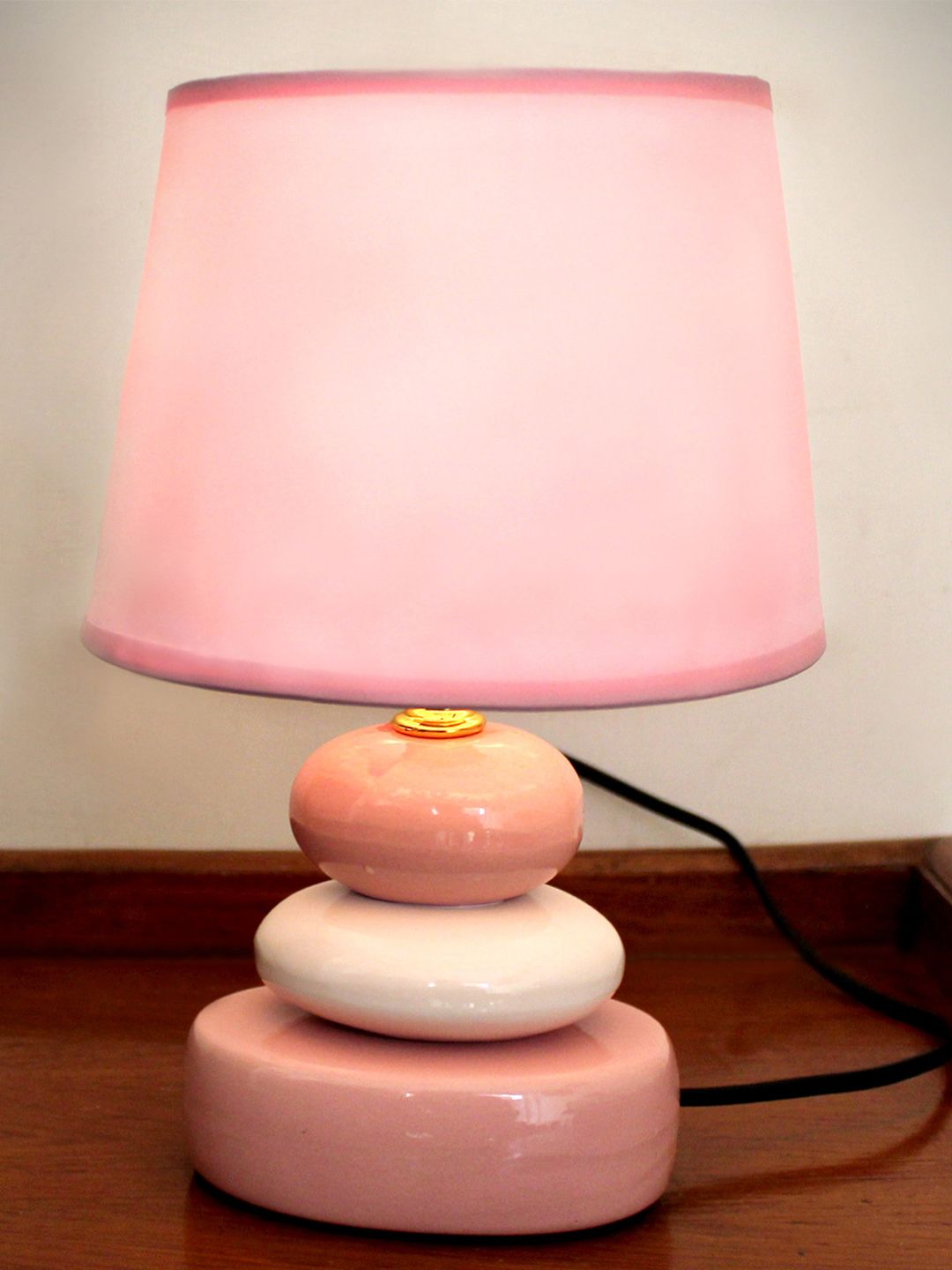 TIED RIBBONS Pink Solid Table Lamp with Shade Price in India