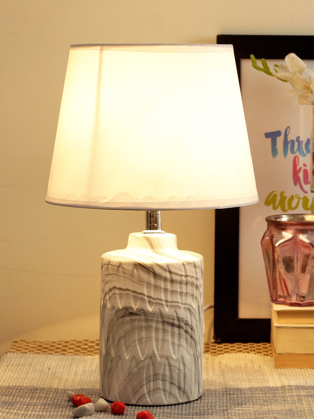 TIED RIBBONS Multicoloured Decorative Bedside Table Lamp with Shade Price in India