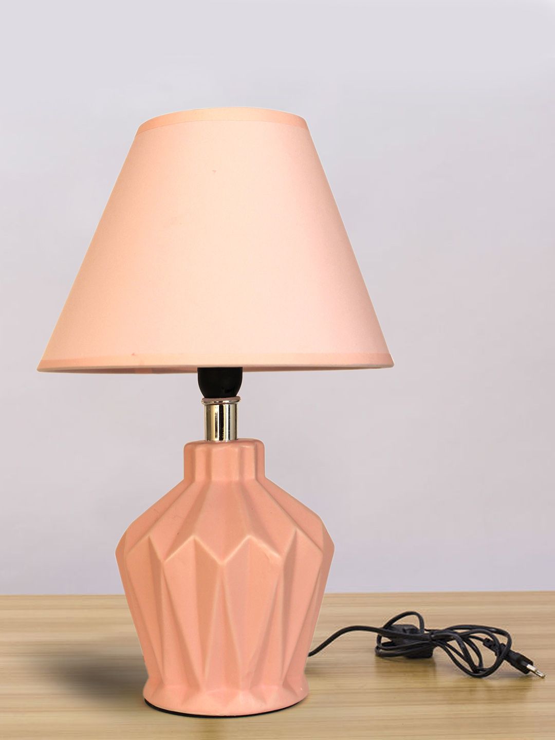 TIED RIBBONS Beige Solid Table Lamp with Shade Price in India
