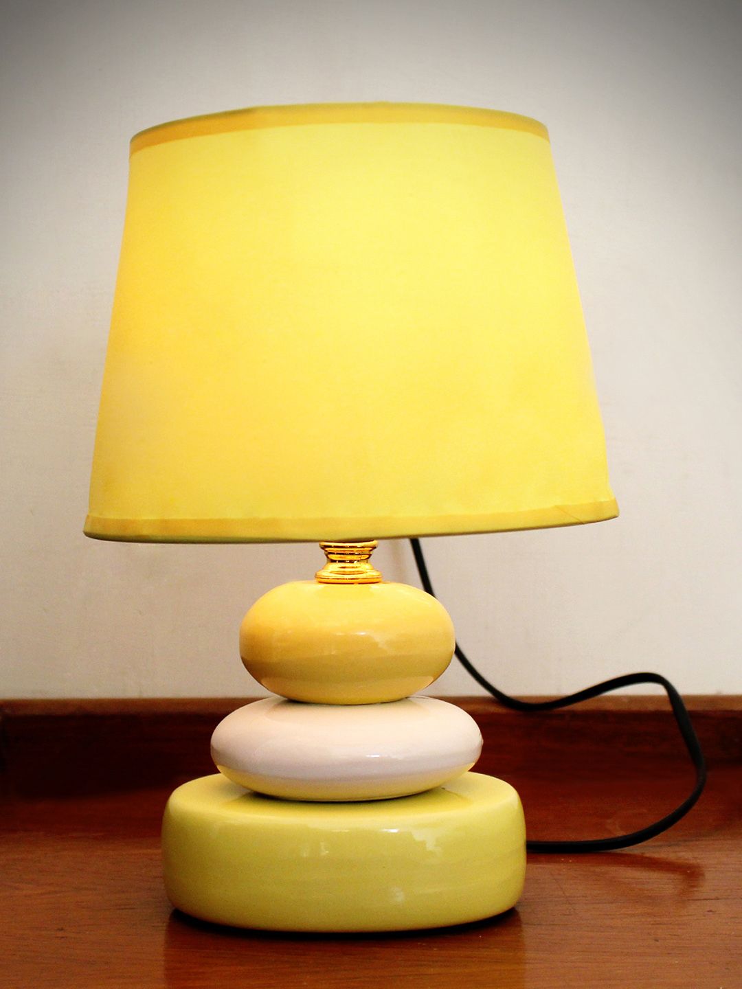 TIED RIBBONS Yellow Solid Table Lamp with Shade Price in India