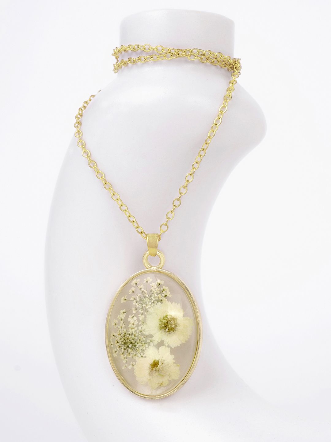 Mikoto by FableStreet 18K Gold-Plated White Dry Flower Handcrafted Necklace Price in India