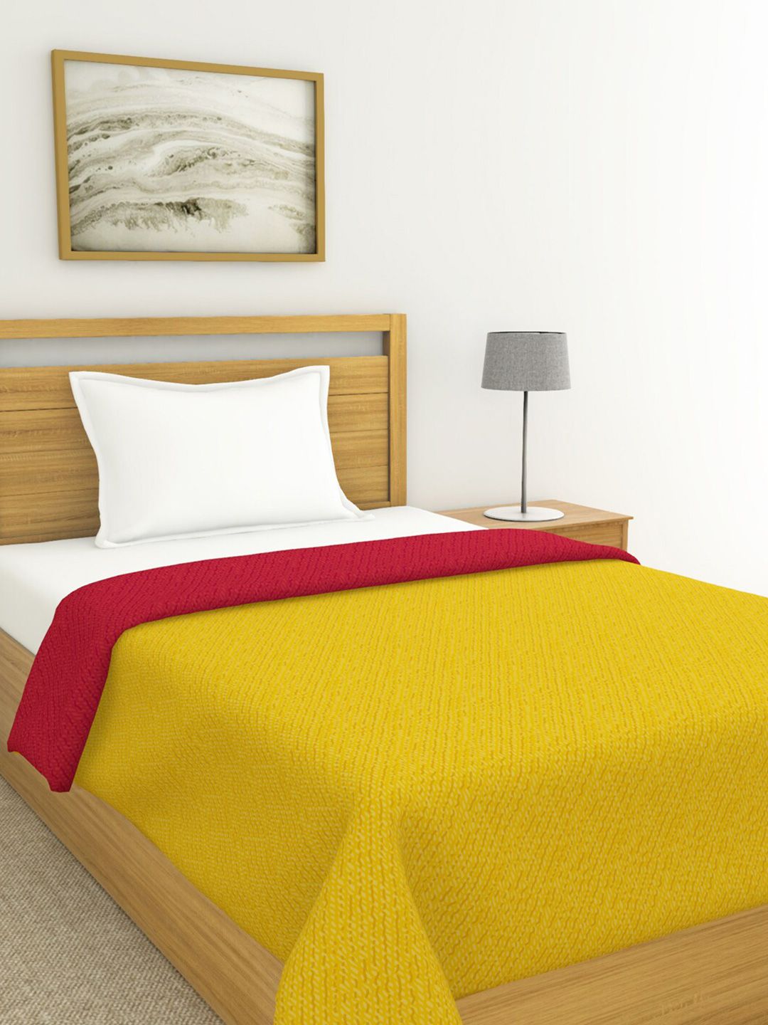 BIANCA Yellow & Red Microfiber AC Room 150 GSM Single Bed Comforter Price in India