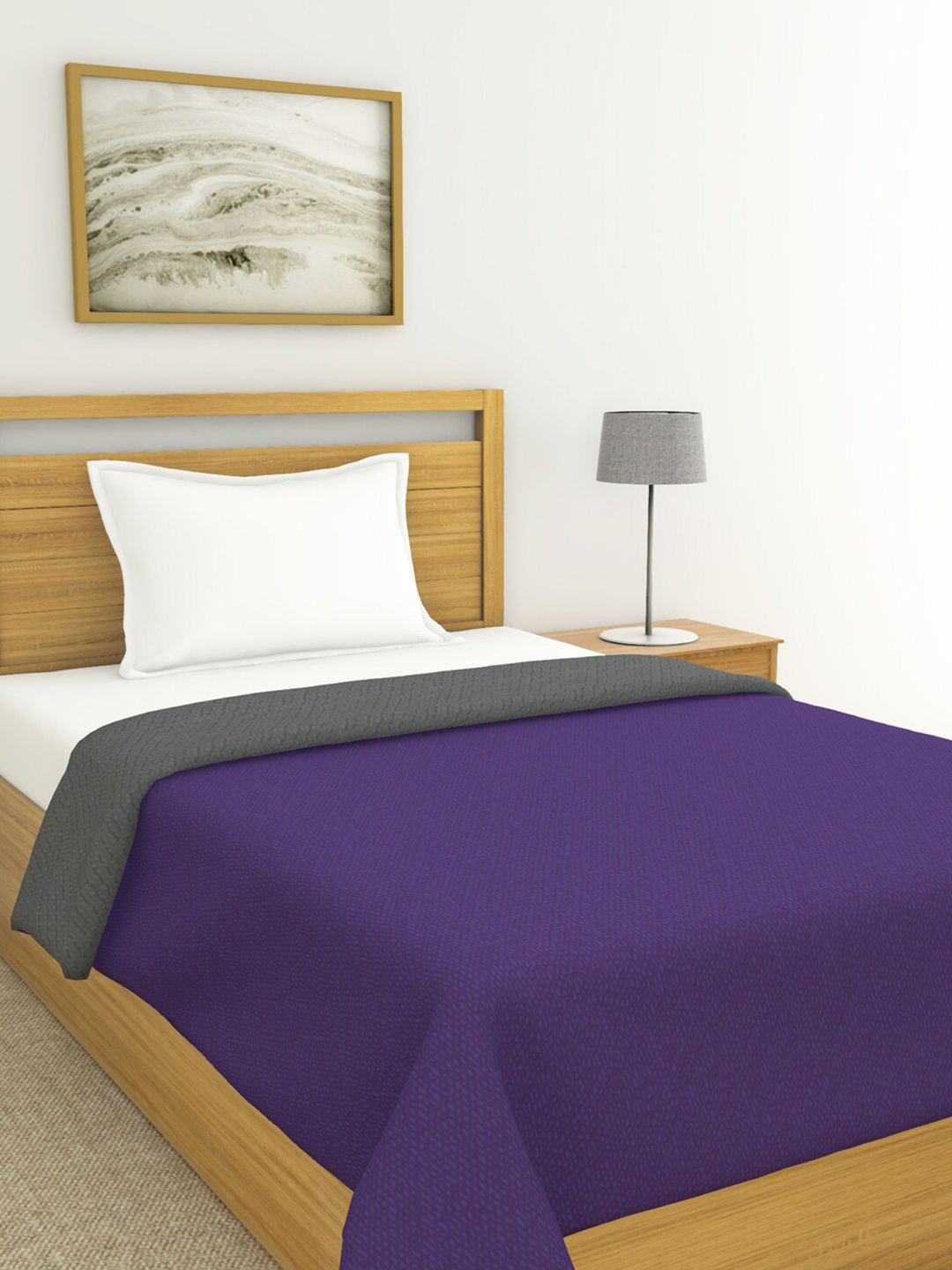 BIANCA Purple & Grey Solid AC Room 150 GSM Single Bed Comforter Price in India