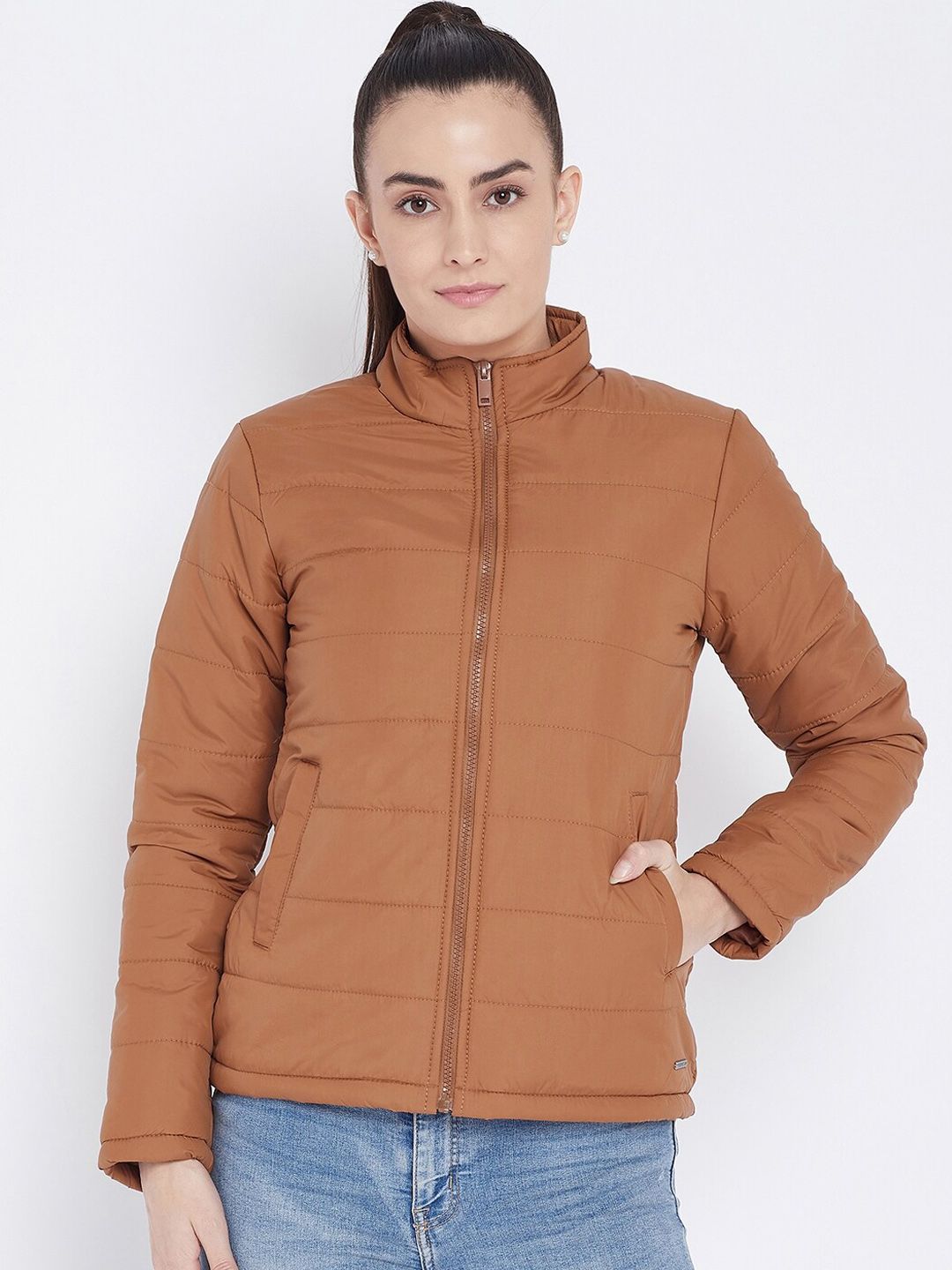 PERFKT-U Women Brown Lightweight Antimicrobial Padded Jacket Price in India