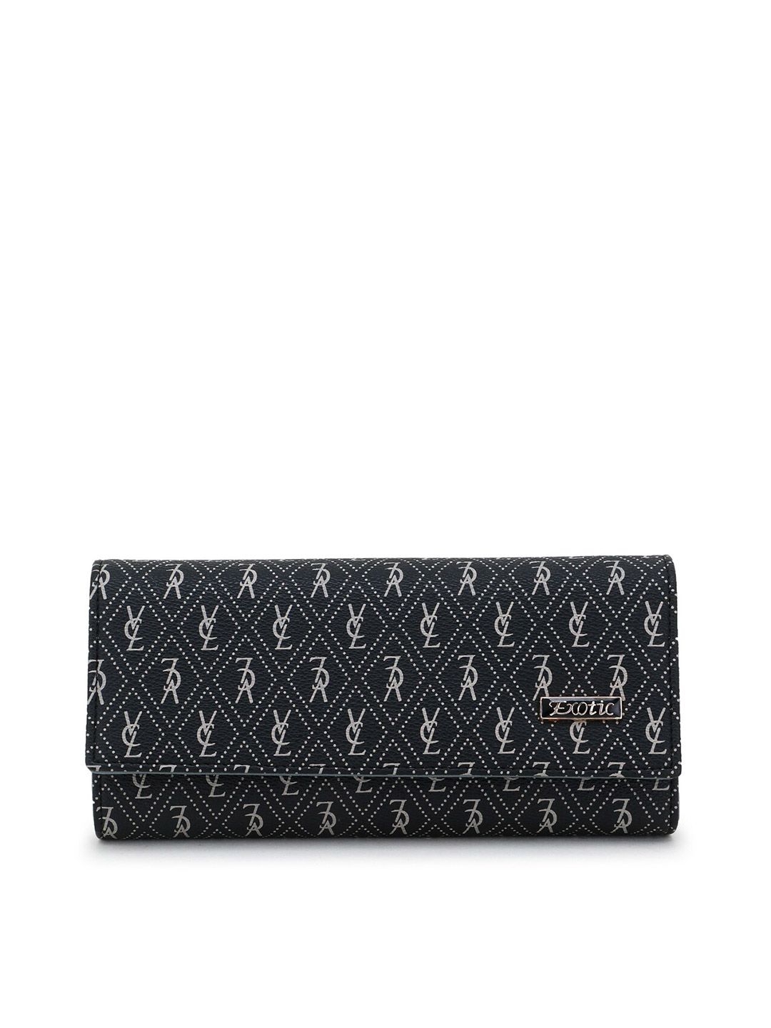 Exotic Women Charcoal Grey & Beige Ethnic Motifs Printed Envelope Wallet Price in India