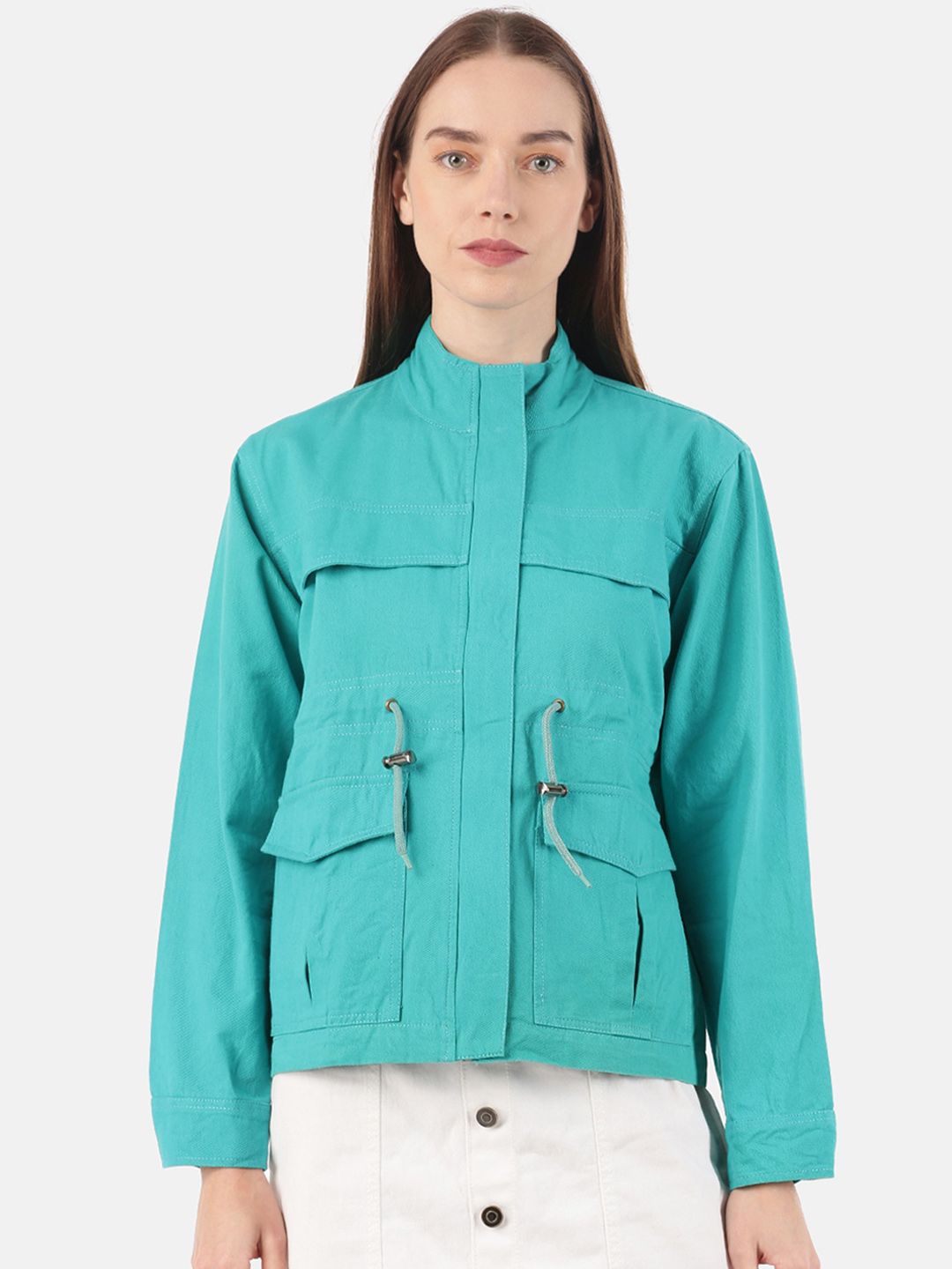 VOXATI Women Turquoise Blue Tailored Jacket Price in India